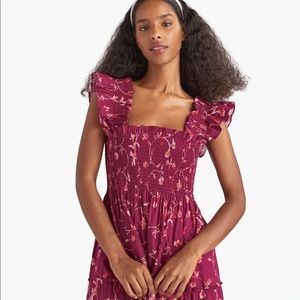 Hill House Nap Dress in Burgundy Botanical Poplin Size Medium